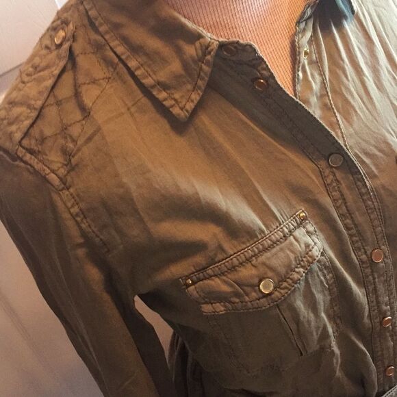 Maeve safari belted jacket shirt olive green sz 2 - Picture 3 of 6